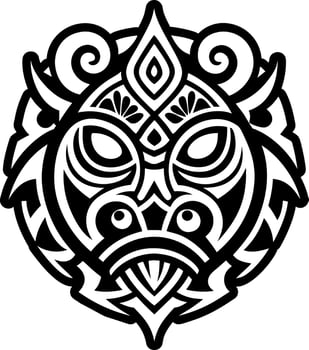 Taino culture mask, glyph style icon vector