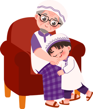 Kid Greeting with Grandfather for Eid Mubarak png