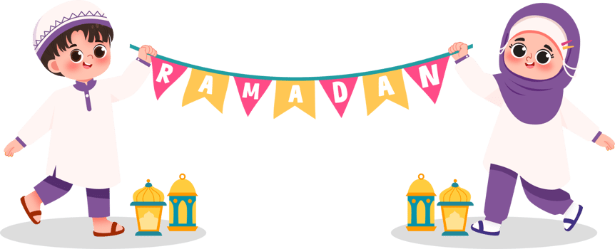 Happy Children Celebrating Ramadan with Banner png