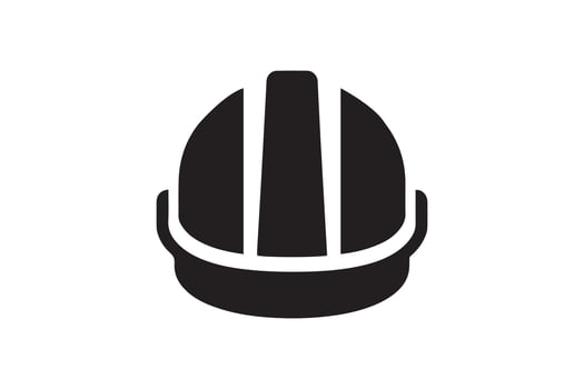 A black and white illustration of a hard hat vector