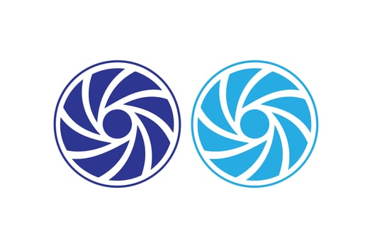 Two blue and white circular logos vector