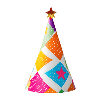 a colorful party hat on a transparent background png