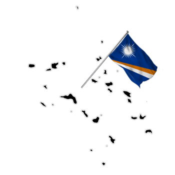 Marshall Islands map with waving flag png