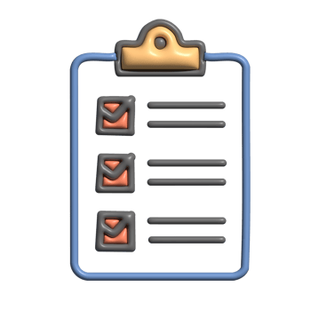 3D Glossy Checklist Clipboard Icon with Red Check Marks png