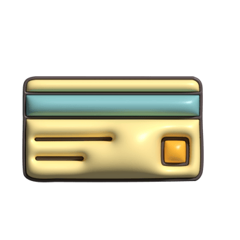 3D Glossy Credit Card Icon with Yellow and Blue Design png
