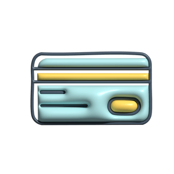 3D Glossy Credit Card Icon with Blue and Yellow Design png