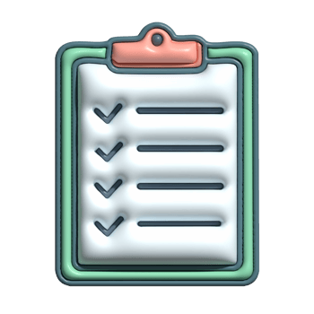 3D Glossy Checklist Clipboard Icon with Check Marks png