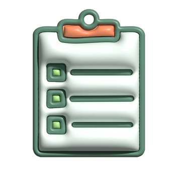 3D Glossy Checklist Clipboard Icon with Green Highlights png