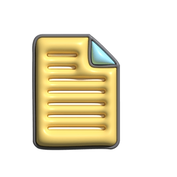 3D Glossy Document Icon with Folded Corner png