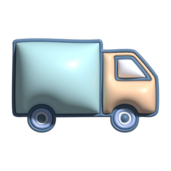 A cartoon truck with a blue and white box png