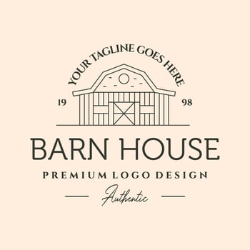 barn house vintage line art logo symbol illustration design vector