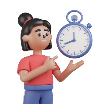 3D Render of Girl Presenting a Stopwatch isolated on transparent background png