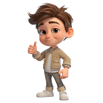 Adorable 3D Cartoon Boy Giving Thumbs Up isolated on transparent background png