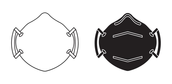 Simple Black and White N95 Respirator Mask Icon vector