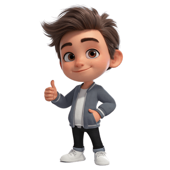 Adorable 3D Render of a Boy Giving a Thumbs Up isolated on transparent background png