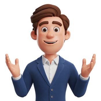 3D Cartoon Businessman Welcoming and Approachable isolated on transparent background png