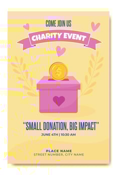 Fundraising Event Poster Background. Simple Modern Geometric Charity Flyer. vector