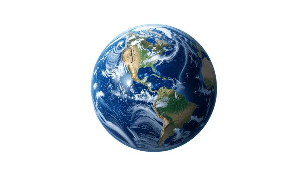 A high-resolution, detailed image of planet Earth from space, showing continents, oceans, and atmospheric patterns. png