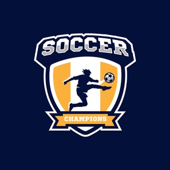 Soccer Logo with man kick ball vector