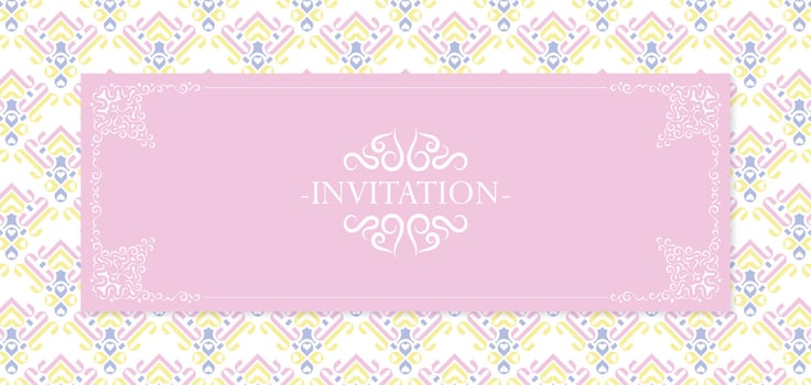 pink invitation background style ornamental pattern vector