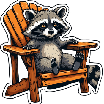 Cartoon raccoon sitting on a chair png