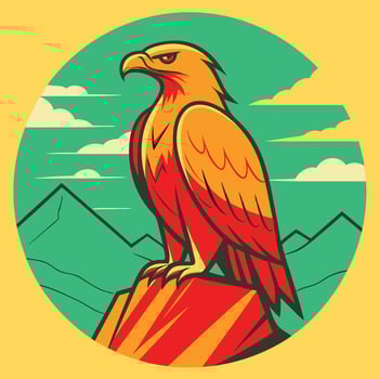Majestic Eagle Perched on Mountaintop, Natures Apex Predator vector