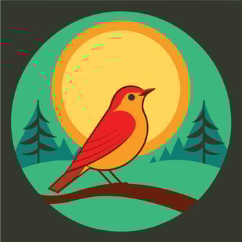 Sunset Bird Silhouette Natures Vibrant Songbird on Branch vector