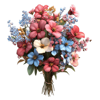 Romantic Flower Bouquet with a Mix of Pink and Blue Flowers png