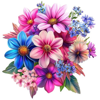 Vibrant Floral Bouquet with Colorful Flowers png