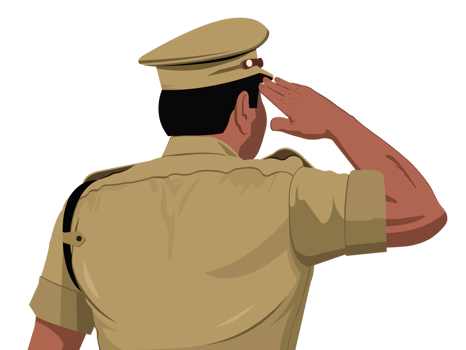 Indian policeman Salute illustration, Police back view png