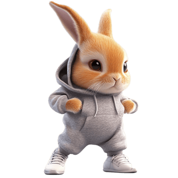 Stylish Bunny in Gray Tracksuit with Confident Pose png
