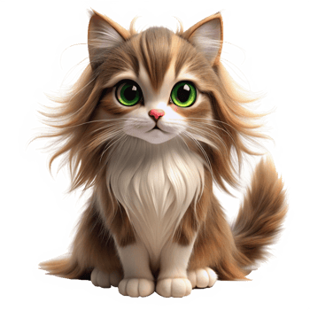 cute 3d cat with long hair setting is isolated on transparent background png
