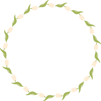 Round Frame with White Tulips. Circle Border with Spring Flower png