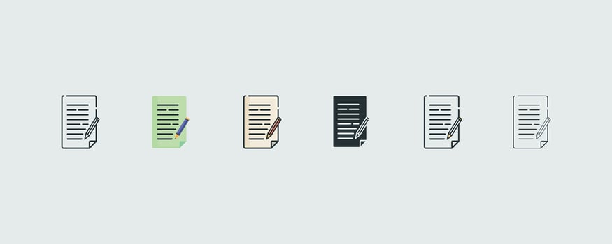 Test Paper Icon Set In 6 Variations For Web And Ui illustration vector