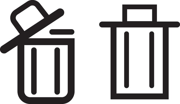 Trash can, bin, delete icon, rubbish bin sign, trash bin open symbols vector