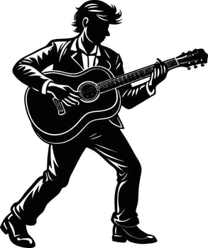 The Soul of Music in Guitar Shadows vector