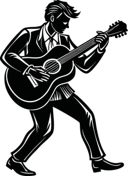 Harmony of Guitar in Silhouette Art vector