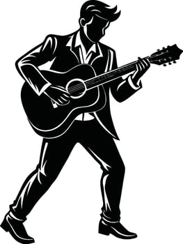 Rhythmic Silhouette The Essence of Guitar Music vector