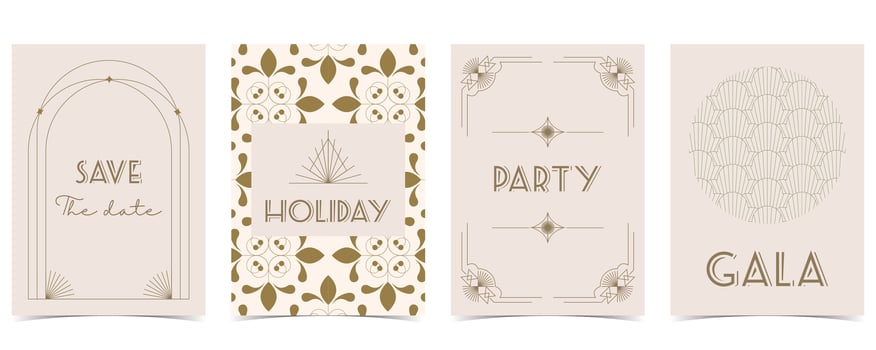 curve Abstract vintage art deco template for a4 vertical design vector