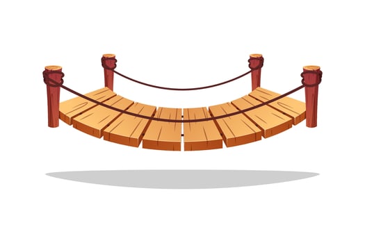 Simple wooden bridge isolated on white background vector