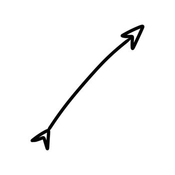 black doodle arrow hand drawn illustration. long line icon design isolated on transparent background png