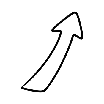 black curved arrow hand drawn illustration. doodle style of arrow symbol isolated on transparent background png