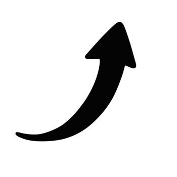 black curved arrow hand drawn illustration design isolated on transparent background png