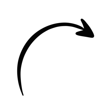 black curved arrow hand drawn illustration. doodle long line pointed symbol isolated on transparent background png