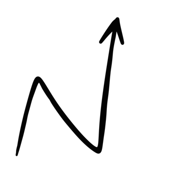 black curved arrow hand drawn illustration isolated on transparent background png