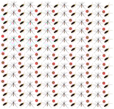 cockroach, mosquito with fruit as a pattern background vector