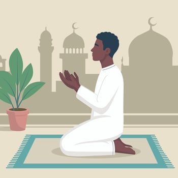Spiritual Devotion in Islamic Prayer vector