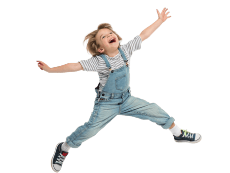 Joyful child jumping in midair emotional expression fun environment dynamic viewpoint png