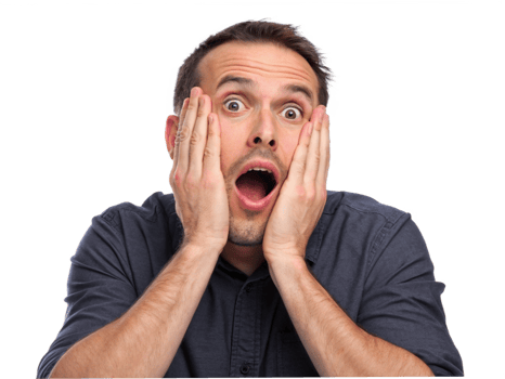 Surprised man with hands on his face portrait emotional expression high contrast png