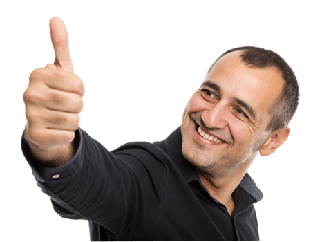 Positive emotions man giving thumbs up gesture lifestyle studio approval concept png